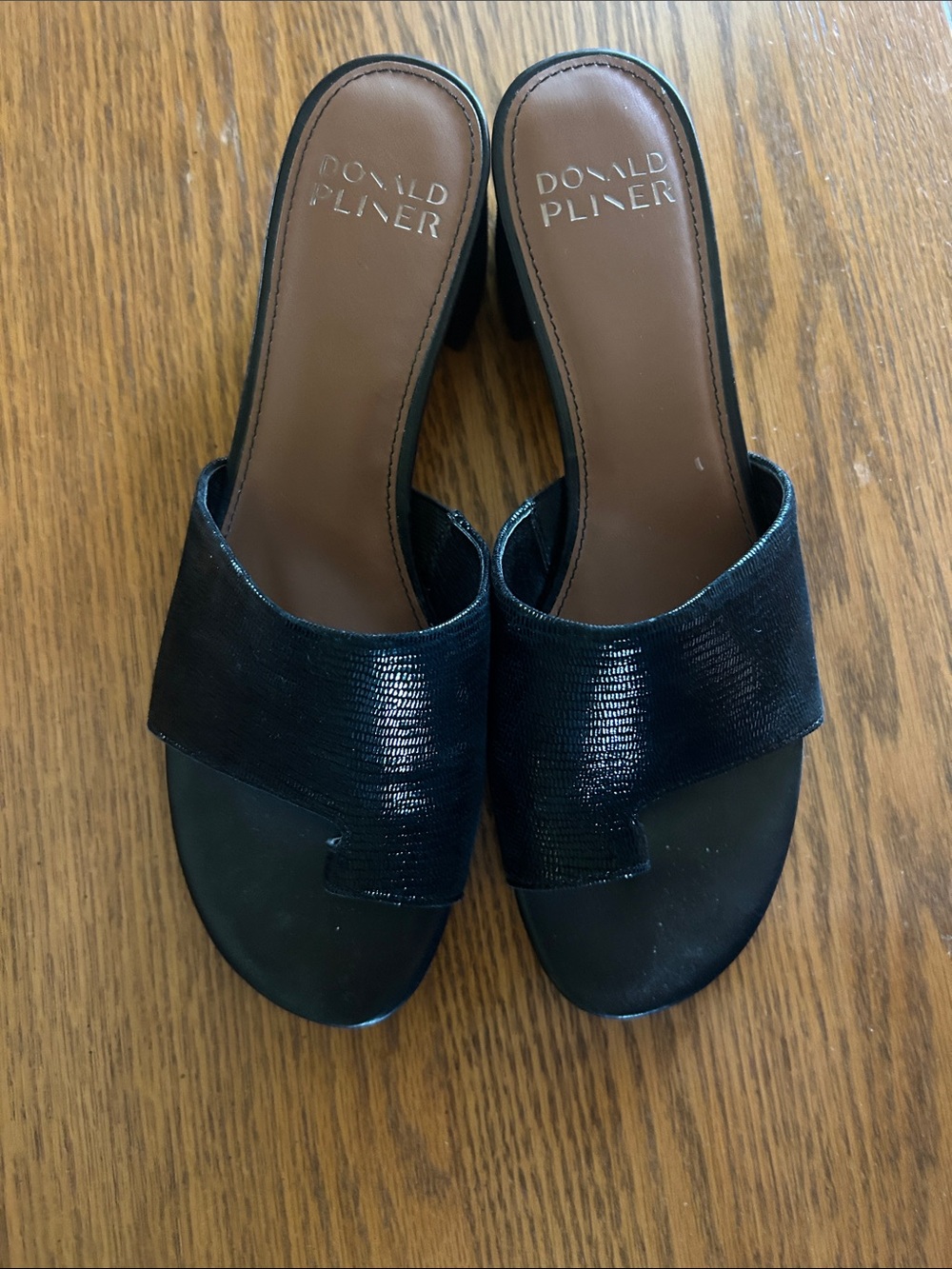 Donald J. Pliner Black Leather Slide Mule